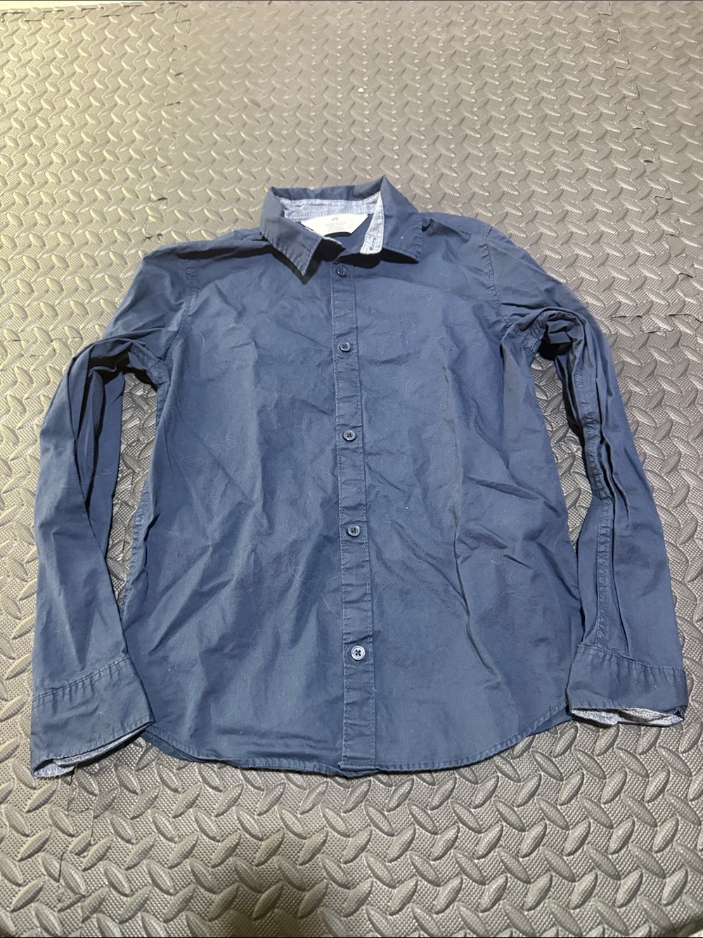 H&M boys Navy Button-Up Shirt Size 12